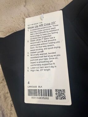 New Lululemon Glow UP HR 23" Capri